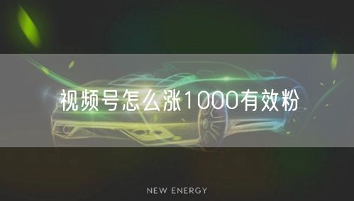 视频号怎么涨1000有效粉