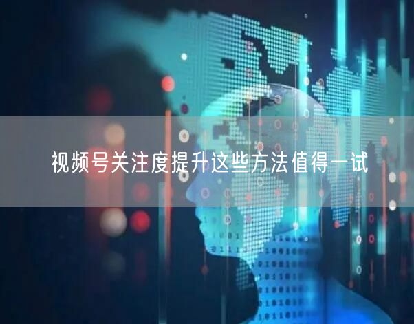 视频号关注度提升这些方法值得一试