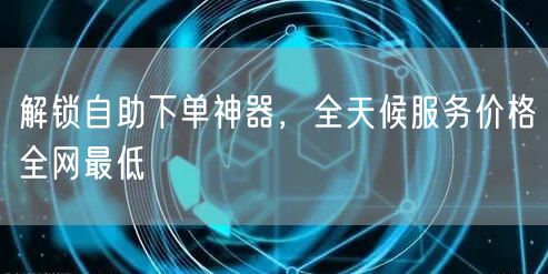 解锁自助下单神器，全天候服务价格全网最低