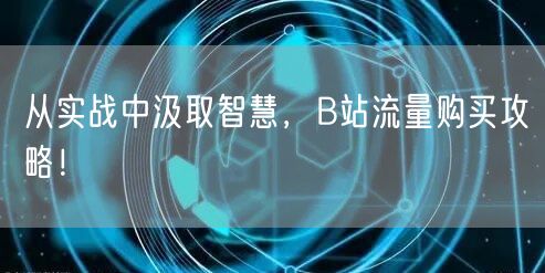 从实战中汲取智慧,B站流量购买攻略!